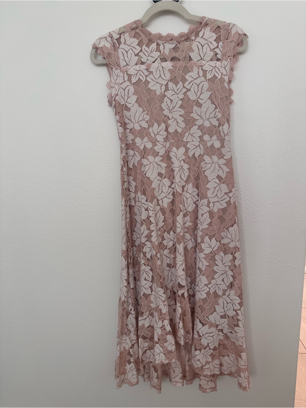 Poppies and Roses Girls Elegant Pink Lace high low Dress